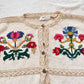 AS IS Venezia Handmade Ramie Cotton Knit Cardigan | Floral Grannycore Cottagecore Sweater