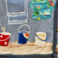 AS IS Vintage Mandalay Bay Beach Theme Embroidered Sweater Vest Blue Small Women Novelty