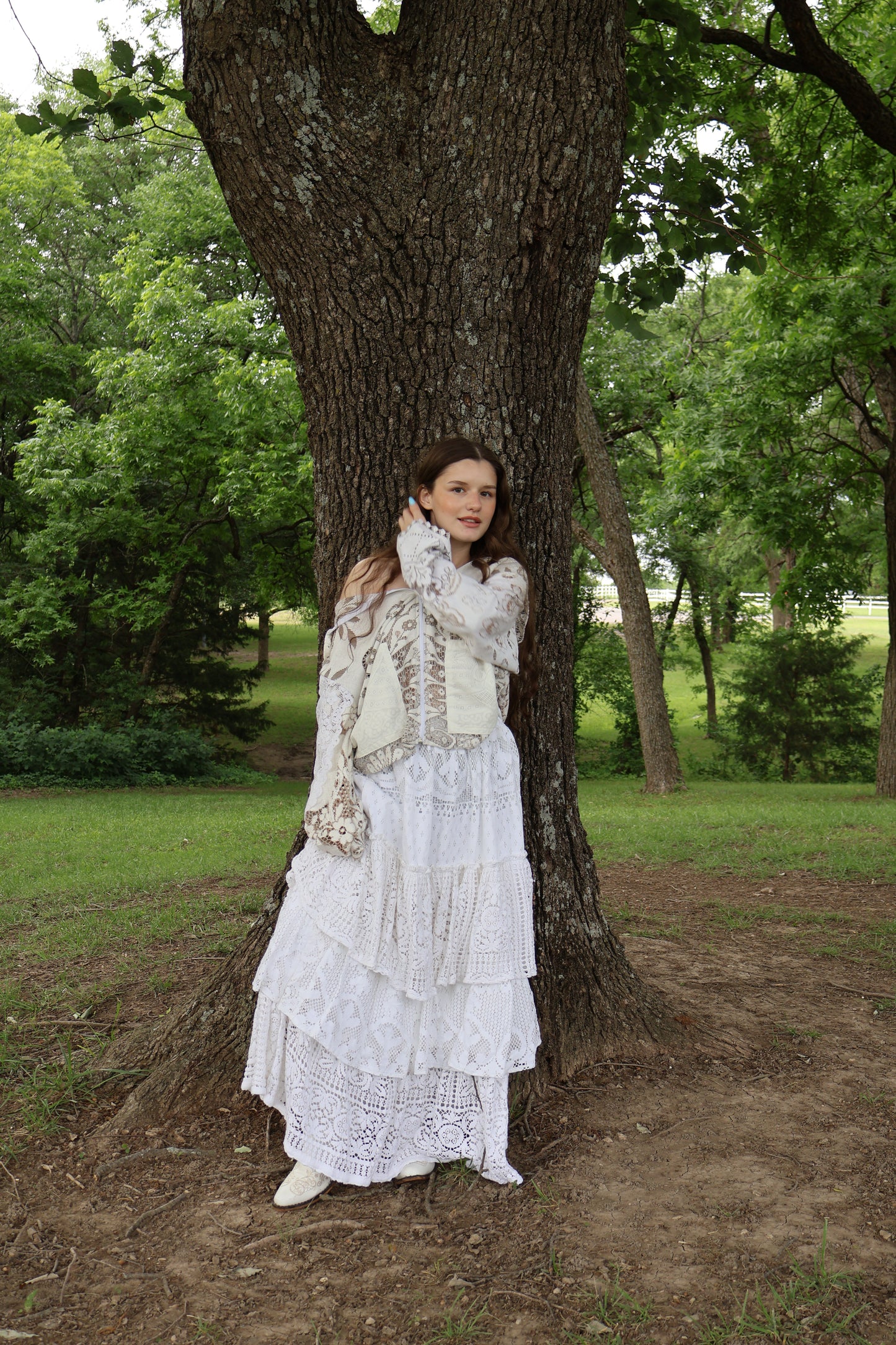 Elysia Vintage Lace Hoodie & Skirt Set