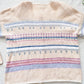 Vintage Hand Knit Wool Cardigan Sweater | Pastel Floral Cherry