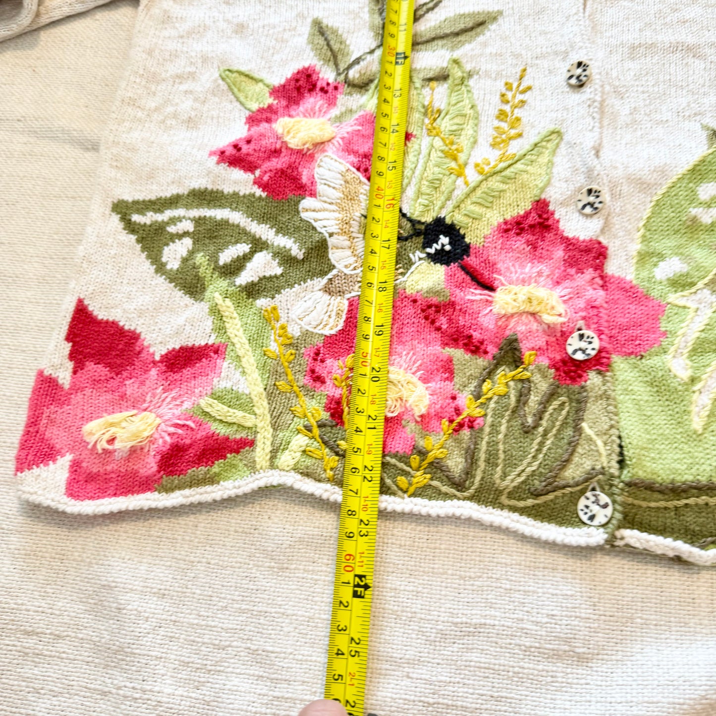 Vintage Susan Bristol Hummingbird Cardigan – Embroidered Detail | Size XL