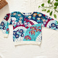 Signature by Northern Isles Hand Knit Sweater L | Floral Botanical Art Pullover