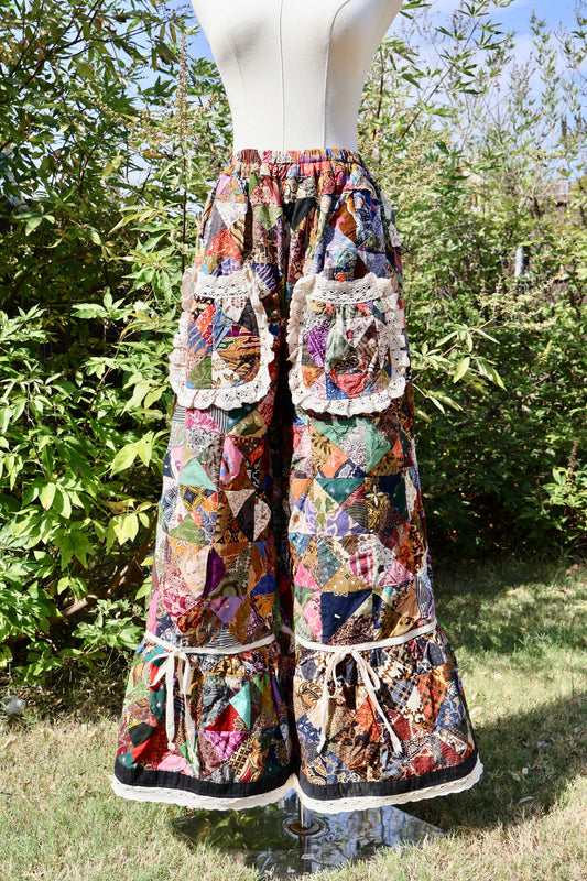 The Ramina Patchwork Ruffle Quilt Pants