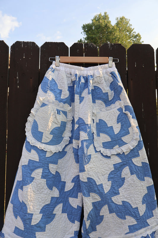 The Bonnie Blue Ruffle Quilt Pants