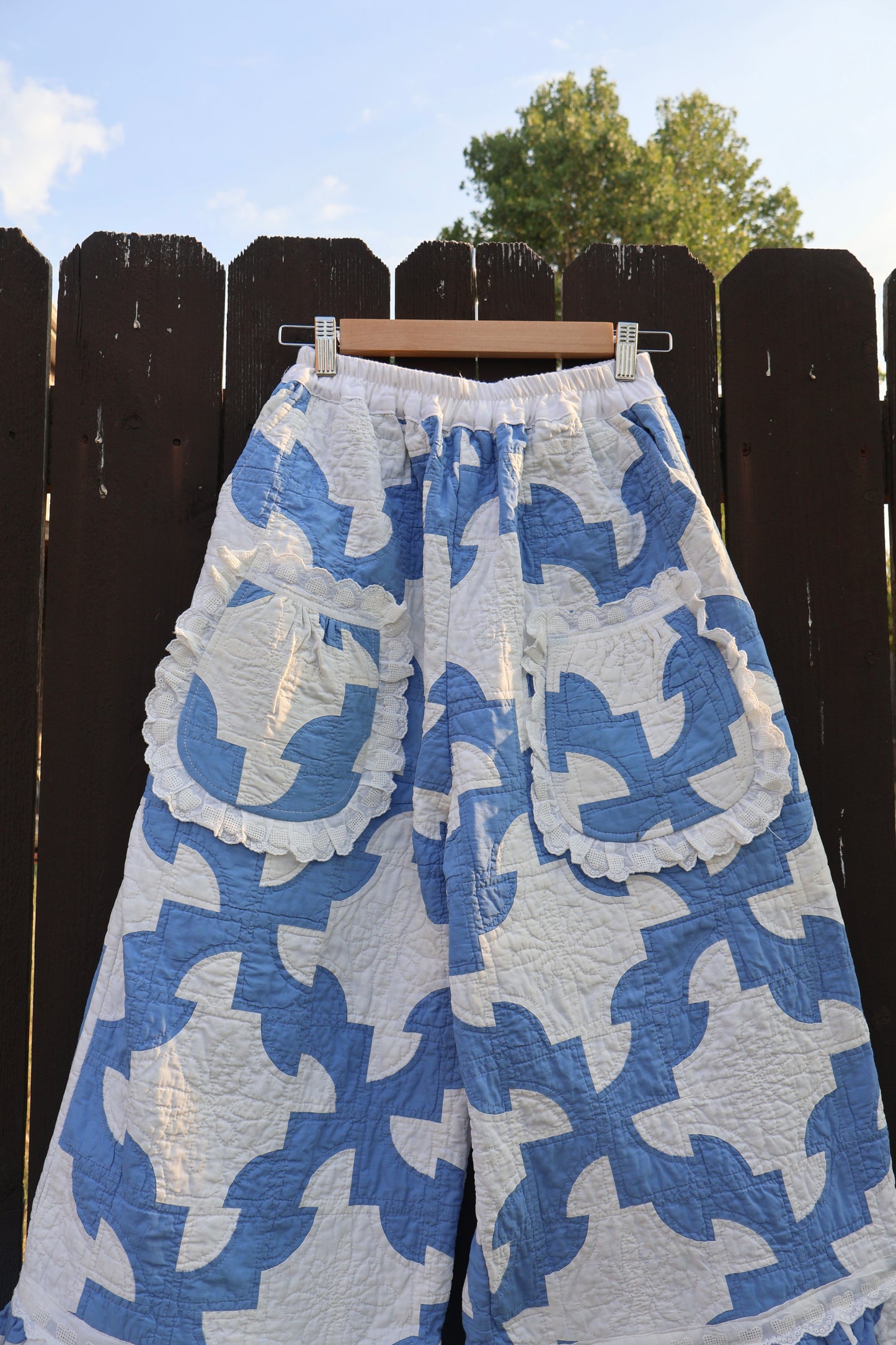 The Bonnie Blue Ruffle Quilt Pants