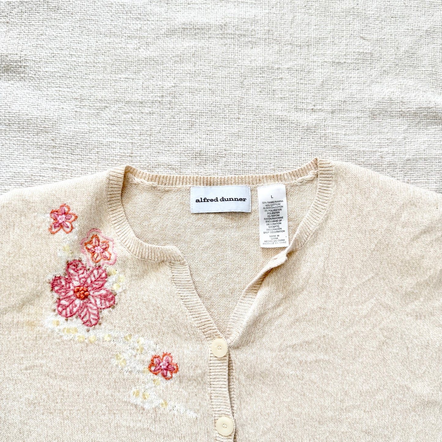 Vintage Alfred Dunner Embroidered Beach Scene Cardigan L
