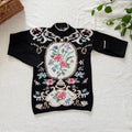 Vintage 80s Black Rose Knit Sweater | Women's Medium Art Wear Pullover