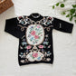 Vintage 80s Black Rose Knit Sweater | Women's Medium Art Wear Pullover