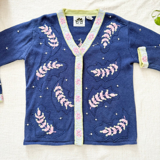 Vintage HSN Storybook Knits Embroidered Beaded M