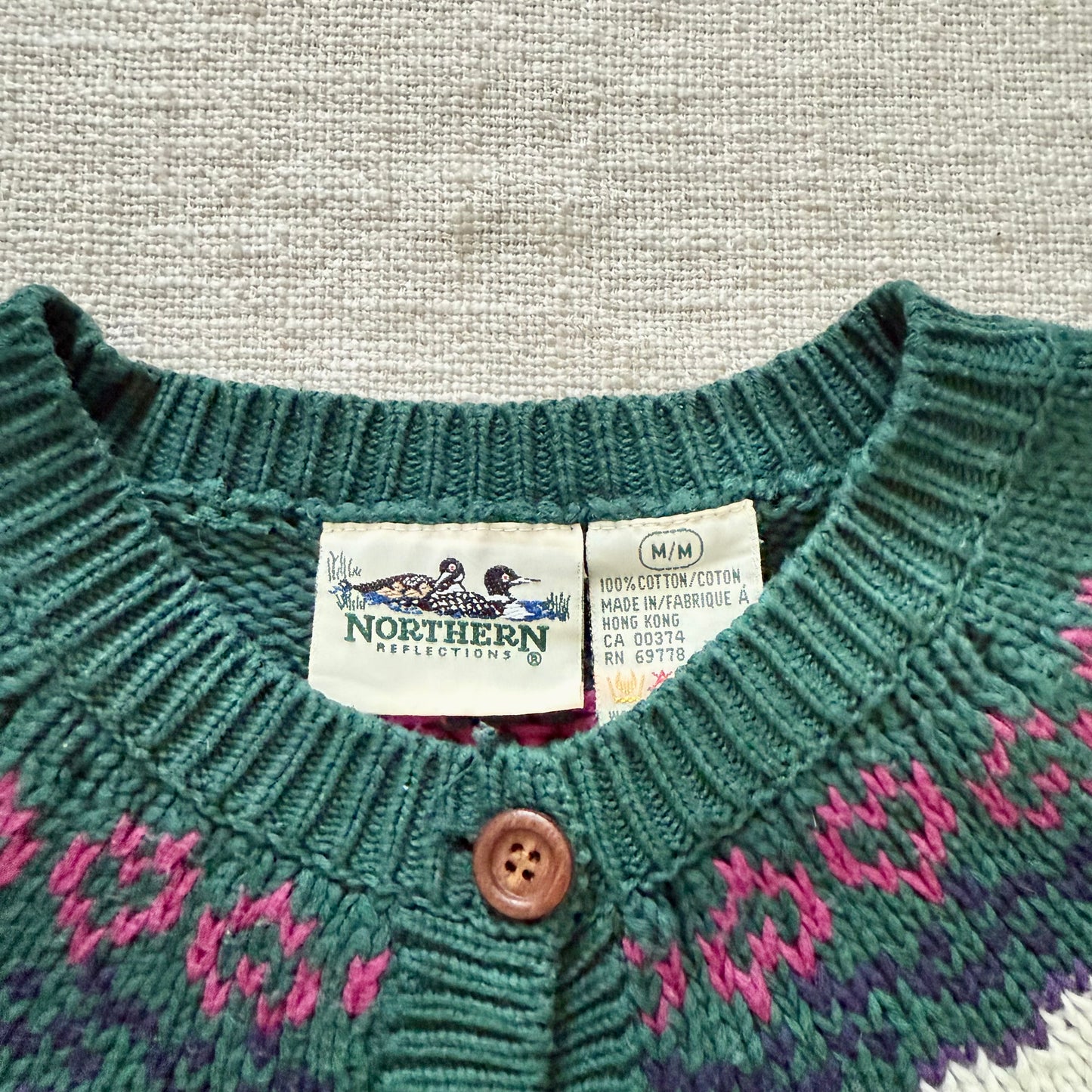 Northern Isles Cotton Cardigan | 90s Hand-Embroidered Floral Grapevine Knit Sweater