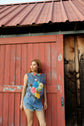 Marigold Yo-Yo Bouquet Denim Top