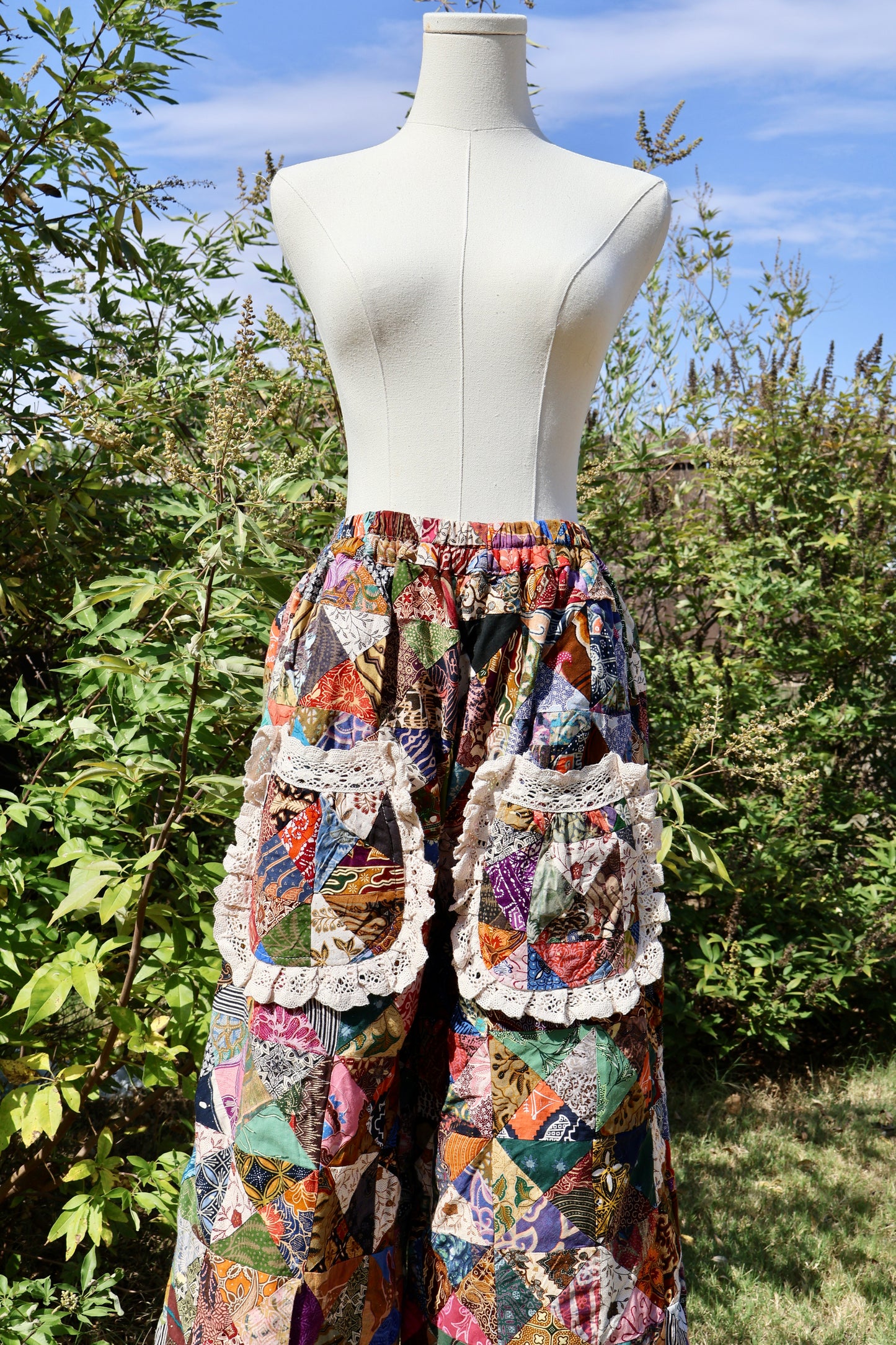 The Ramina Patchwork Ruffle Quilt Pants