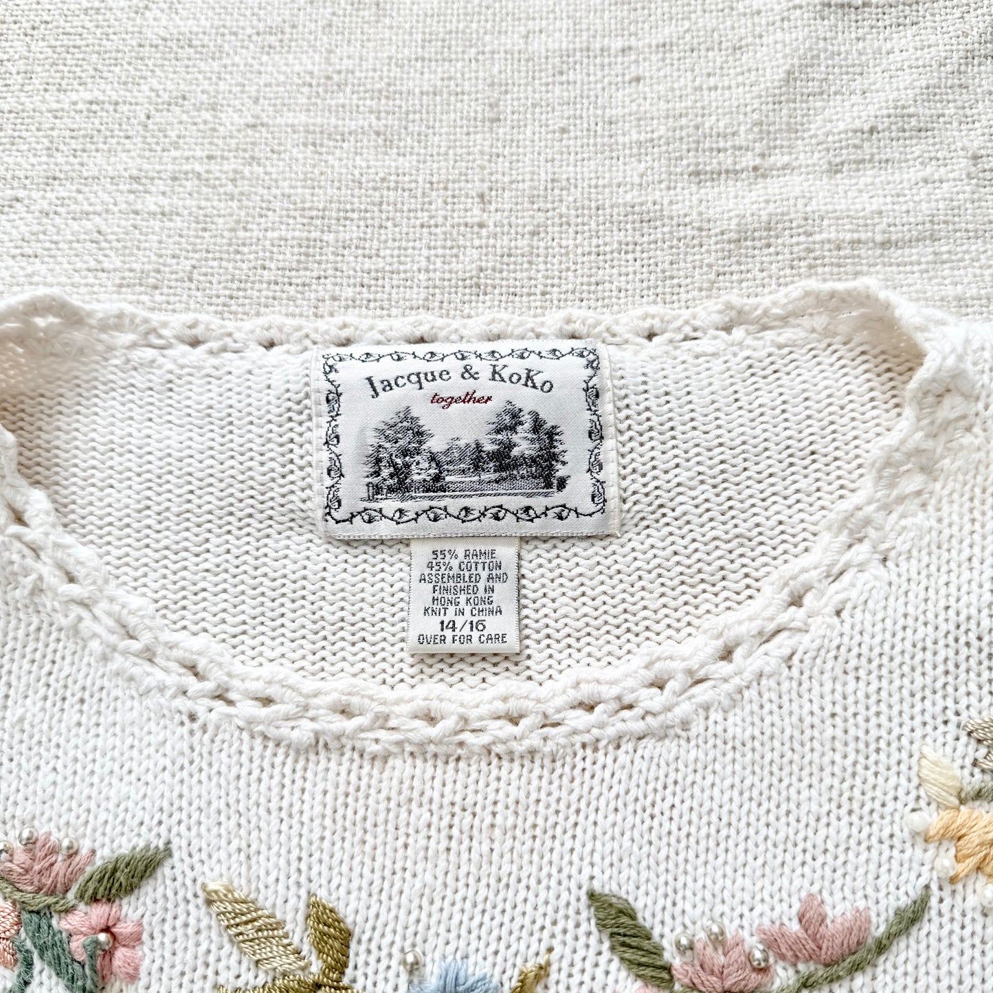 Vintage Jacque & KoKo Embroidered Sweater Pullover