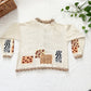 Vintage Talbots Animal Print Sweater | Beaded Collar Knit Pullover XL