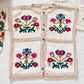 AS IS Venezia Handmade Ramie Cotton Knit Cardigan | Floral Grannycore Cottagecore Sweater