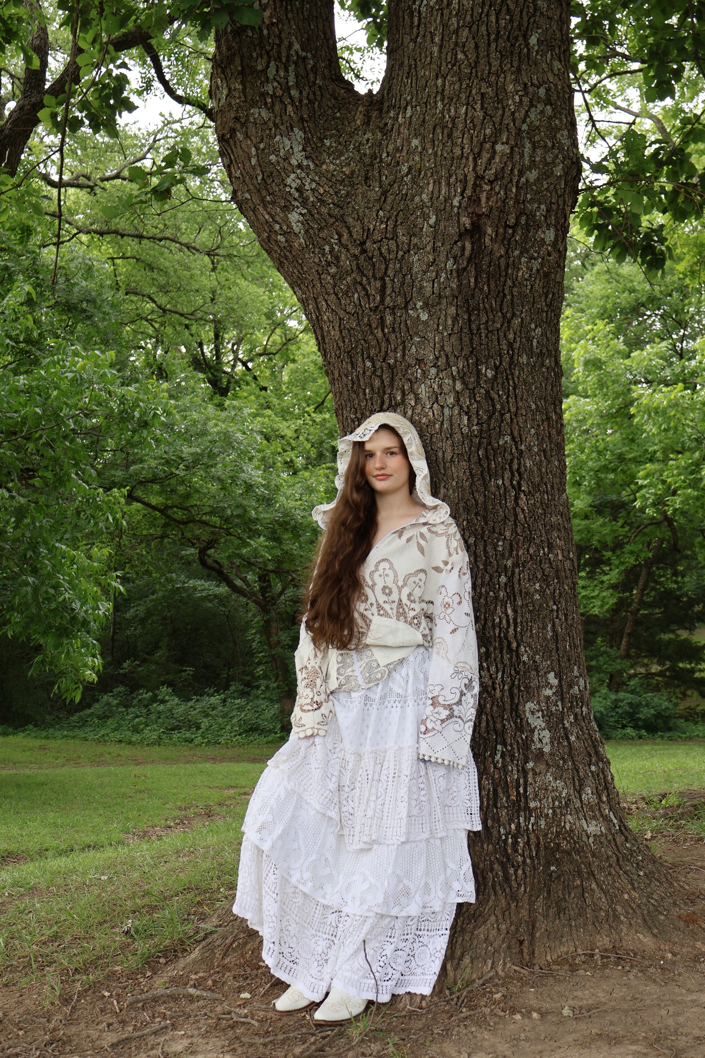 Elysia Vintage Lace Hoodie & Skirt Set