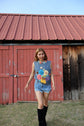 Marigold Yo-Yo Bouquet Denim Top