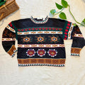 Vintage Paris Sport Club 90s Floral Cable Knit Sweater – Streetwear Abstract pullover