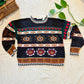 Vintage Paris Sport Club 90s Floral Cable Knit Sweater – Streetwear Abstract pullover