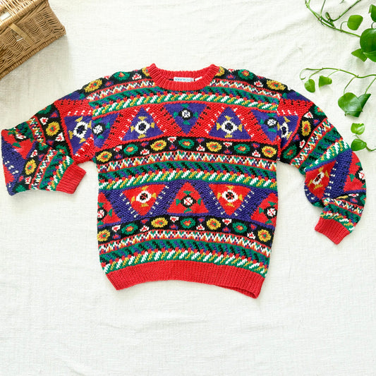 Vintage 90s Northern Isles Hand Knit Sweater XL Chunky Knit