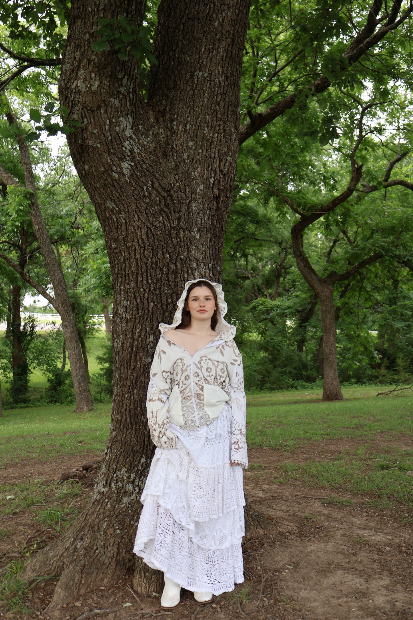 Elysia Vintage Lace Hoodie & Skirt Set