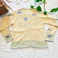 Vintage Icelandic Design Knit Sweater – Pastel Floral Button-Up Crewneck, Women’s M