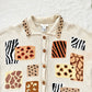 Vintage Talbots Animal Print Sweater | Beaded Collar Knit Pullover XL