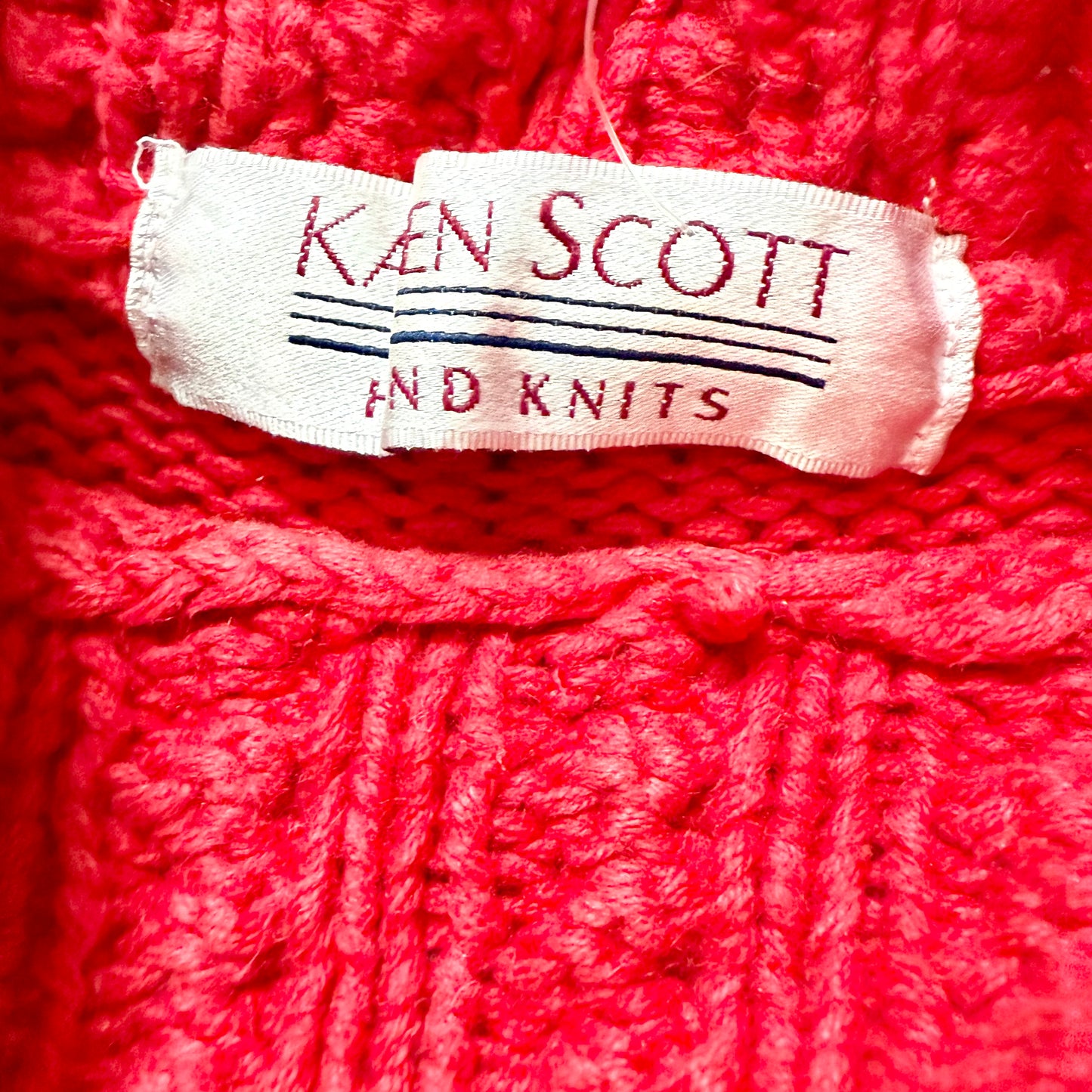 Vintage Kan Scott Hand Knit Sweater Kitchen Baking Motif Pullover