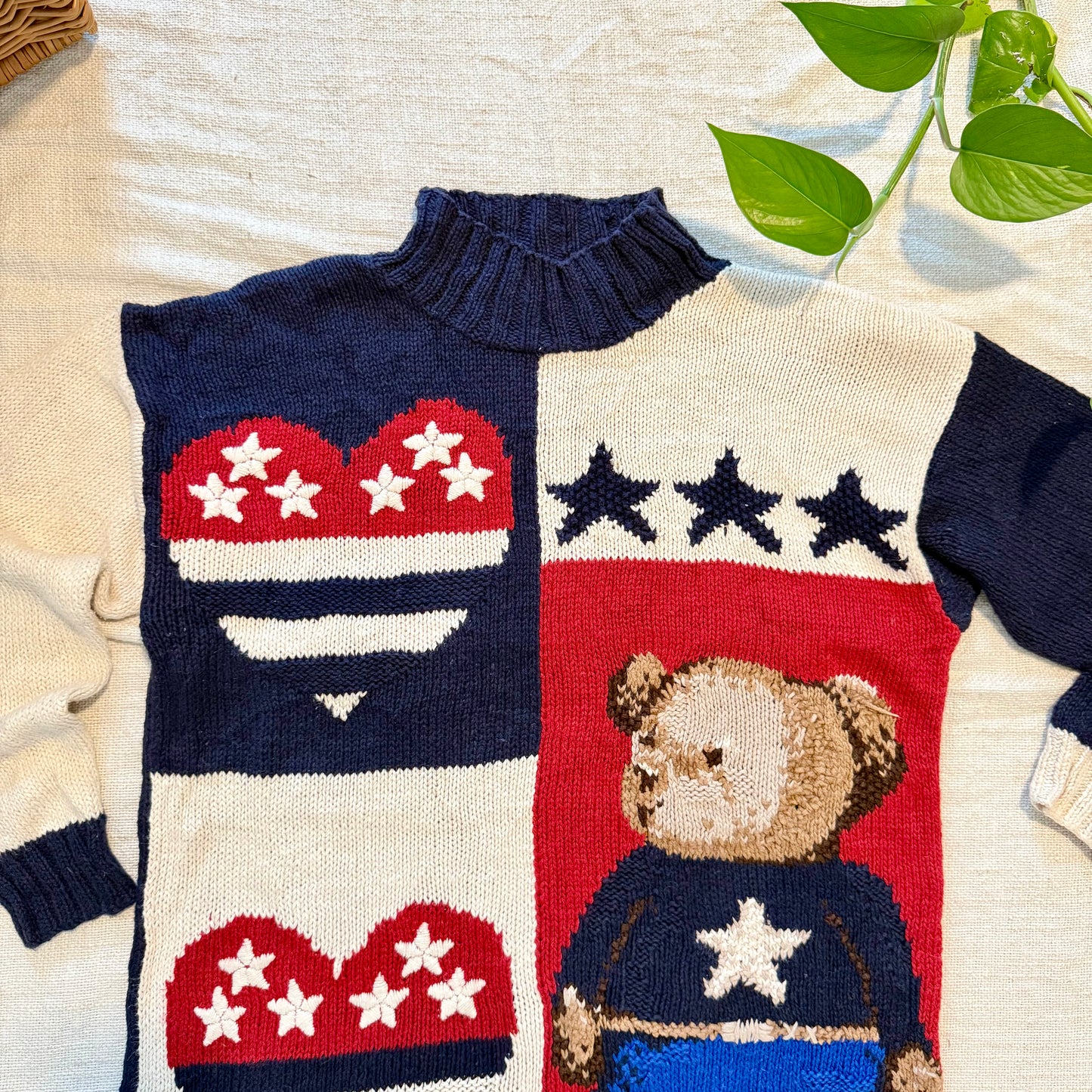 Vintage 90s Marisa Christina Classics Sweater | Teddy Bear, Hearts, Stars Knit