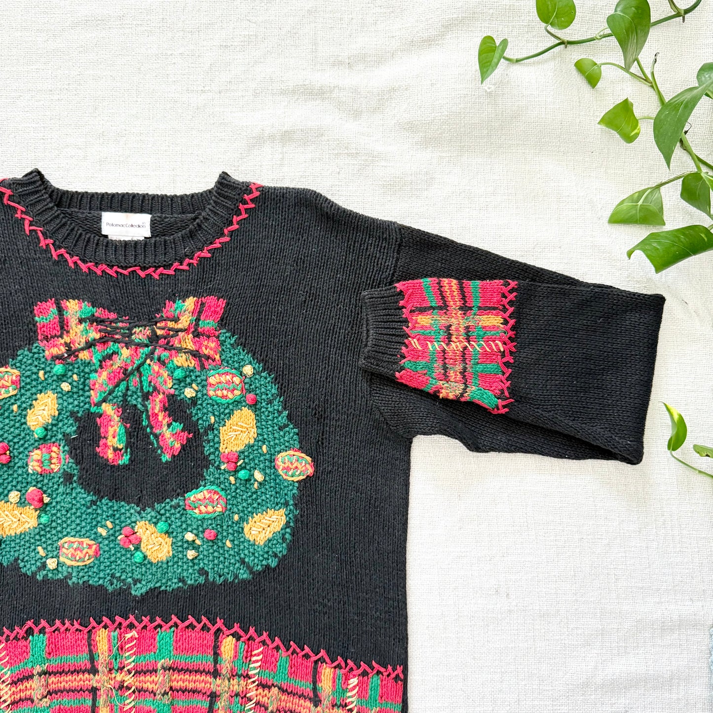 1994 Christmas Wreath Sweater | 90s Festive Knit Pullover | Holiday