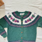 Northern Isles Cotton Cardigan | 90s Hand-Embroidered Floral Grapevine Knit Sweater