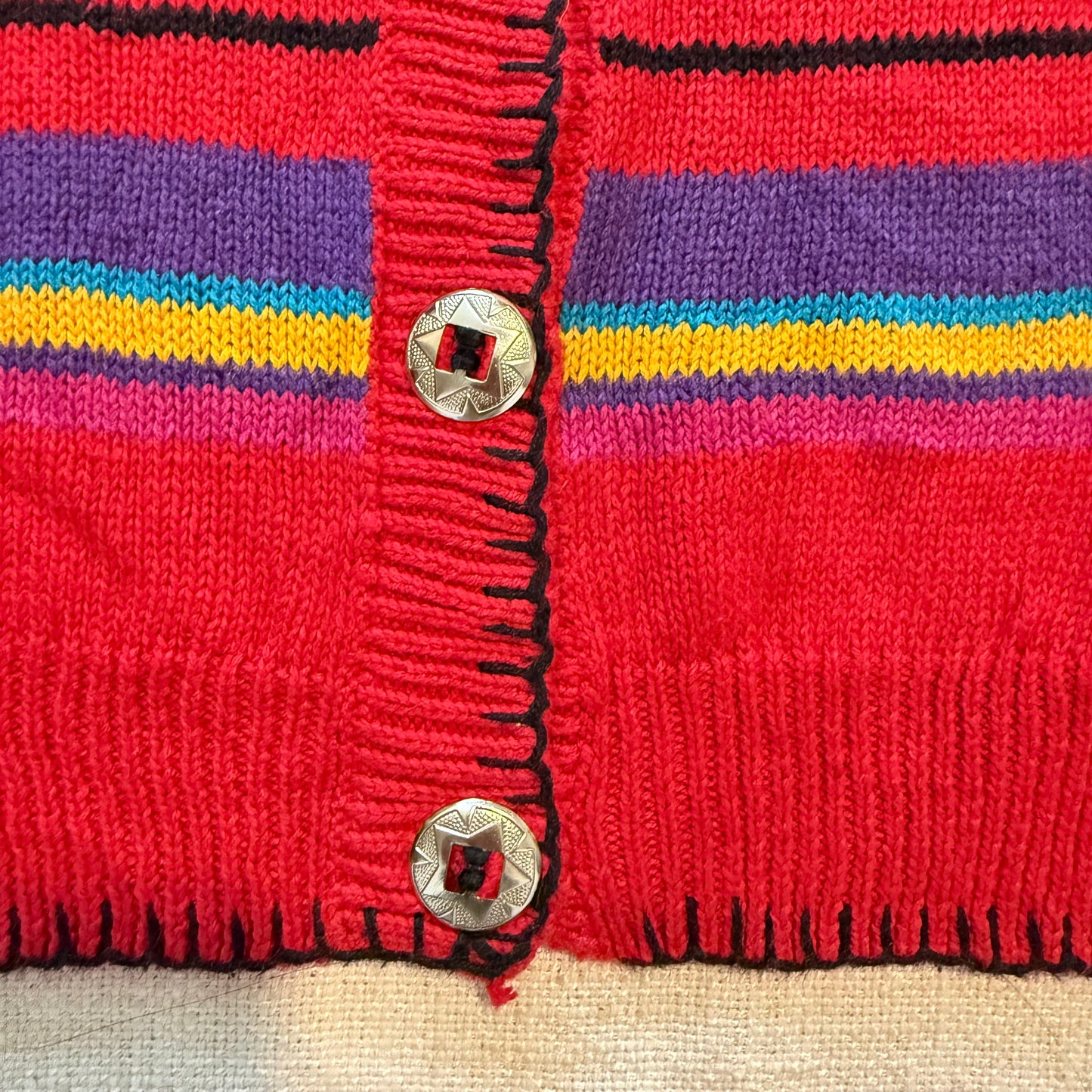 Vintage Southwest Beaded Cardigan | Cowboy Boot Cactus Western Sweater Size S
