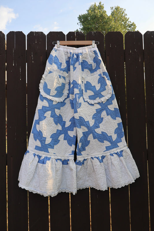 The Bonnie Blue Ruffle Quilt Pants
