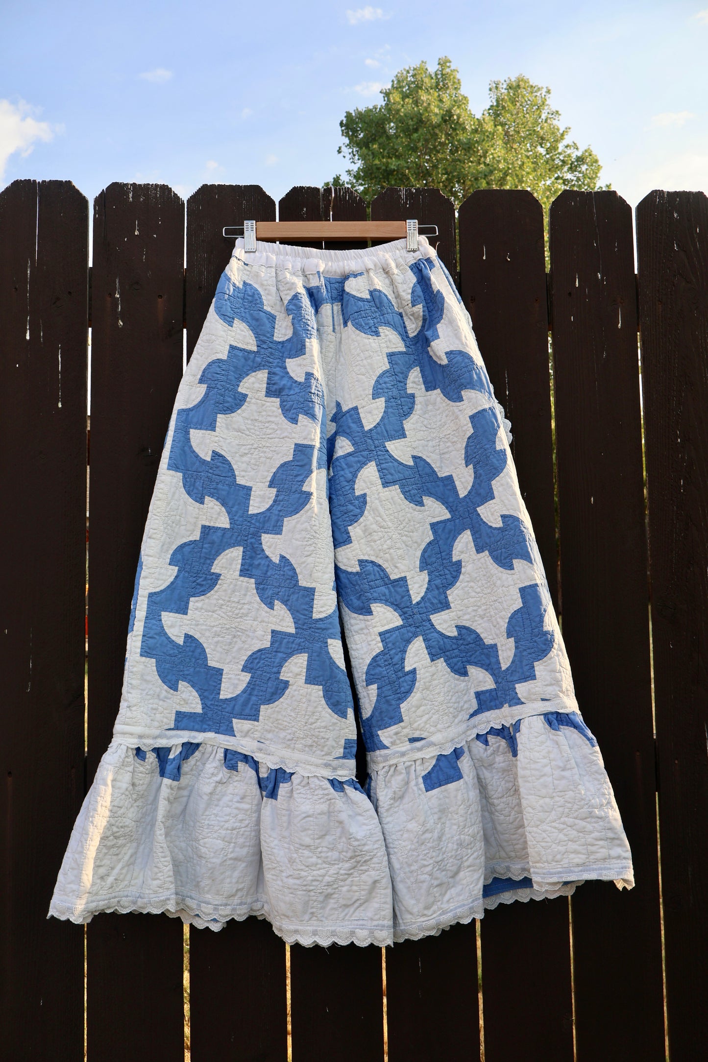 The Bonnie Blue Ruffle Quilt Pants