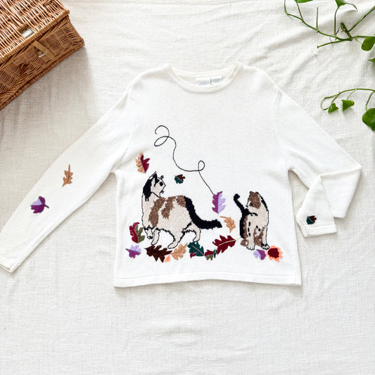 Vintage Blair Boutique Cat Embroidered Sweater Pullover