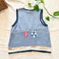 AS IS Vintage Mandalay Bay Beach Theme Embroidered Sweater Vest Blue Small Women Novelty