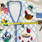 Marisa Christina Americana Cardigan Sweater | Embroidered Cow, Rooster, Flag | Ramie Cotton Knit
