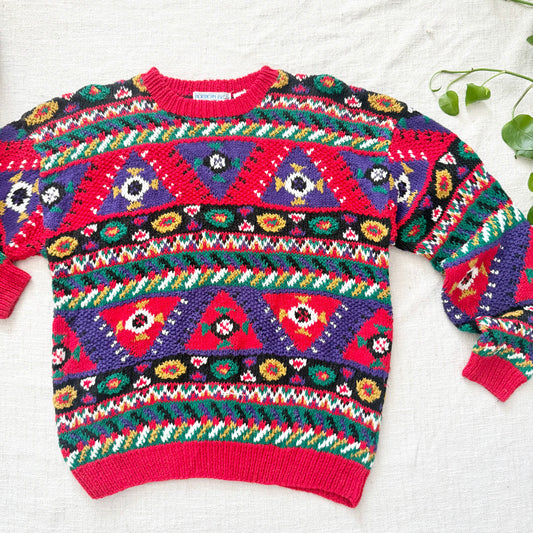 Vintage 90s Northern Isles Hand Knit Sweater XL Chunky Knit