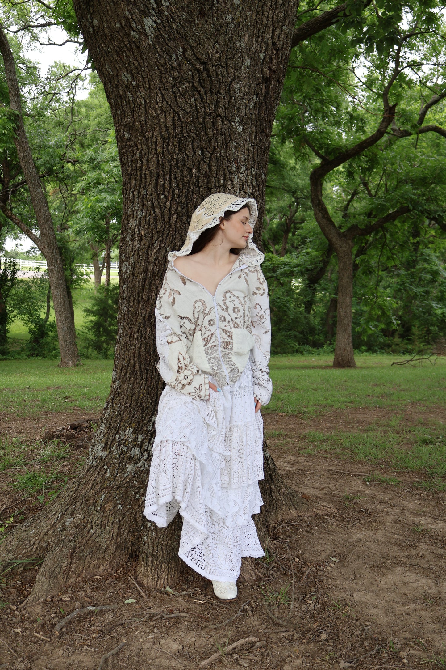 Elysia Vintage Lace Hoodie & Skirt Set
